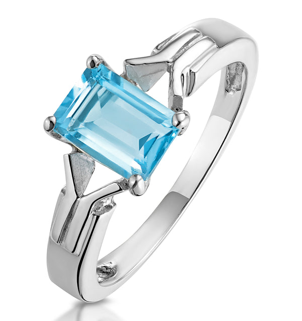Sky Blue Topaz 1.25CT 9K White Gold Ring